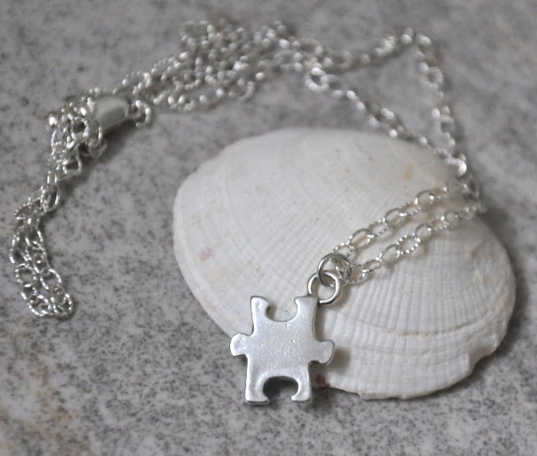 Puzzle Piece Necklace Sterling Silver, Autism Awareness Necklace ...