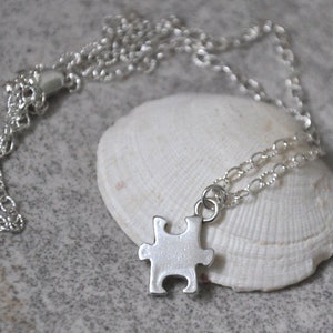 Puzzle Piece Necklace Sterling Silver, Puzzle Charm Necklace, Meaningful gift, Handmade Autism Awareness Jewelry, Mom Gift, Teachers Gift