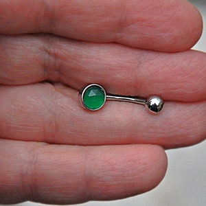 Geen Onyx Belly Button Ring Surgical Steel, Hypoallergenic,  Body Jewelry,  Navel Piercing