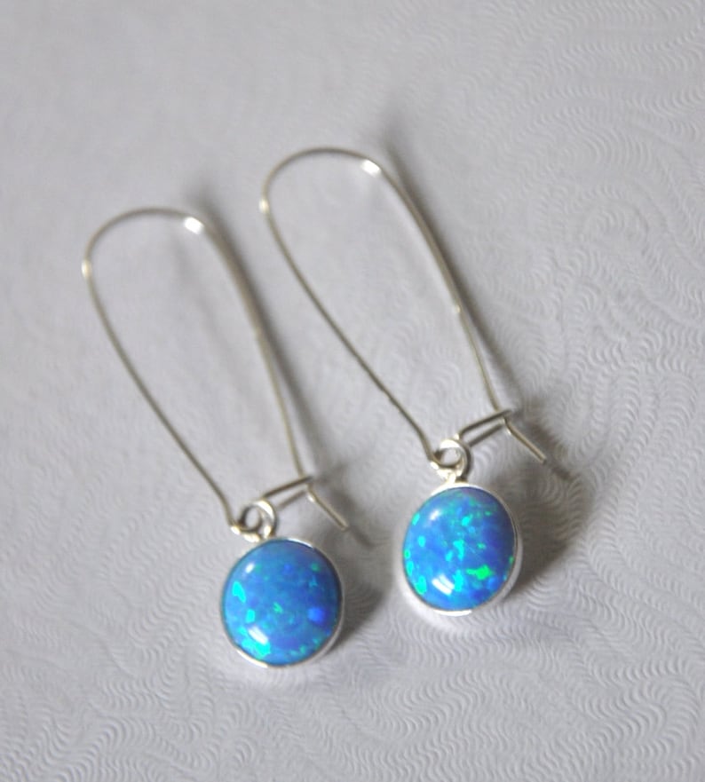 Blue Opal Earrings Sterling Silver Long Dangle Earrings Etsy