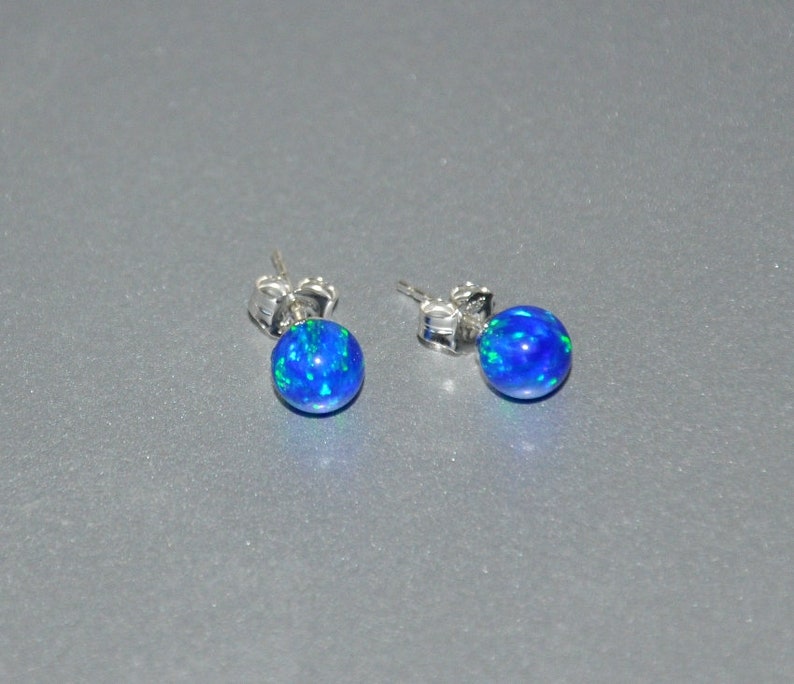 Pacific Blue Opal Ball Stud Earrings Opal Stud Earrings Etsy