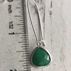 Emerald Green Earrings, Dangle Earrings Sterling Silver, Gemstone Earrings, Long Earrings, Birthday gift for Wife, Girlfriend image 3