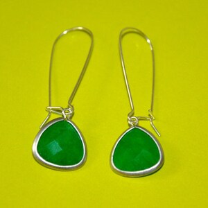Emerald Green Earrings, Dangle Earrings Sterling Silver, Gemstone Earrings, Long Earrings, Birthday gift for Wife, Girlfriend image 8