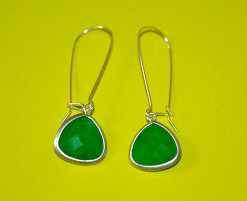 Emerald Green Earrings, Dangle Earrings Sterling Silver, Gemstone Earrings, Long Earrings, Birthday gift for Wife, Girlfriend image 8