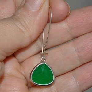 Emerald Green Earrings, Dangle Earrings Sterling Silver, Gemstone Earrings, Long Earrings, Birthday gift for Wife, Girlfriend image 5