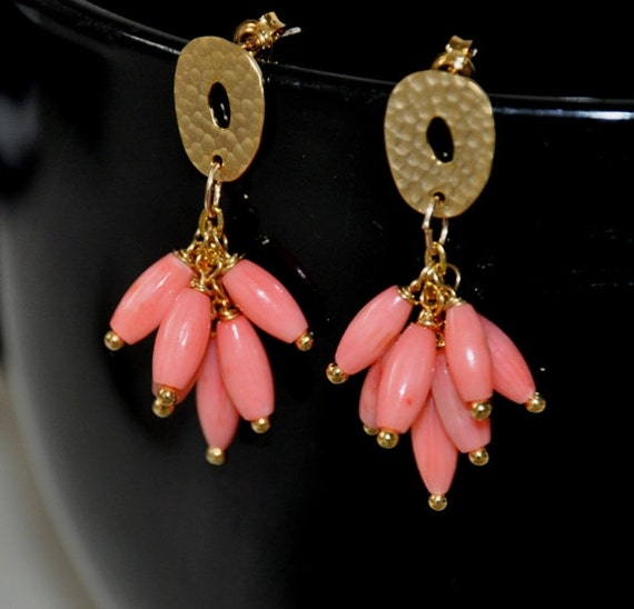 Coral Earrings Stud Earrings Gold Earrings Sterling Silver Etsy