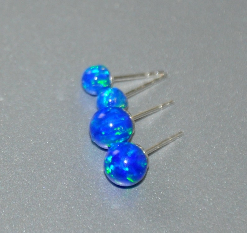 Pacific Blue Opal Ball Stud Earrings Opal Stud Earrings Etsy