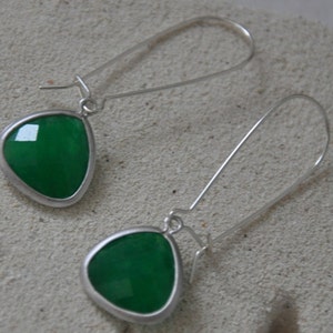 Emerald Green Earrings, Dangle Earrings Sterling Silver, Gemstone Earrings, Long Earrings, Birthday gift for Wife, Girlfriend image 7