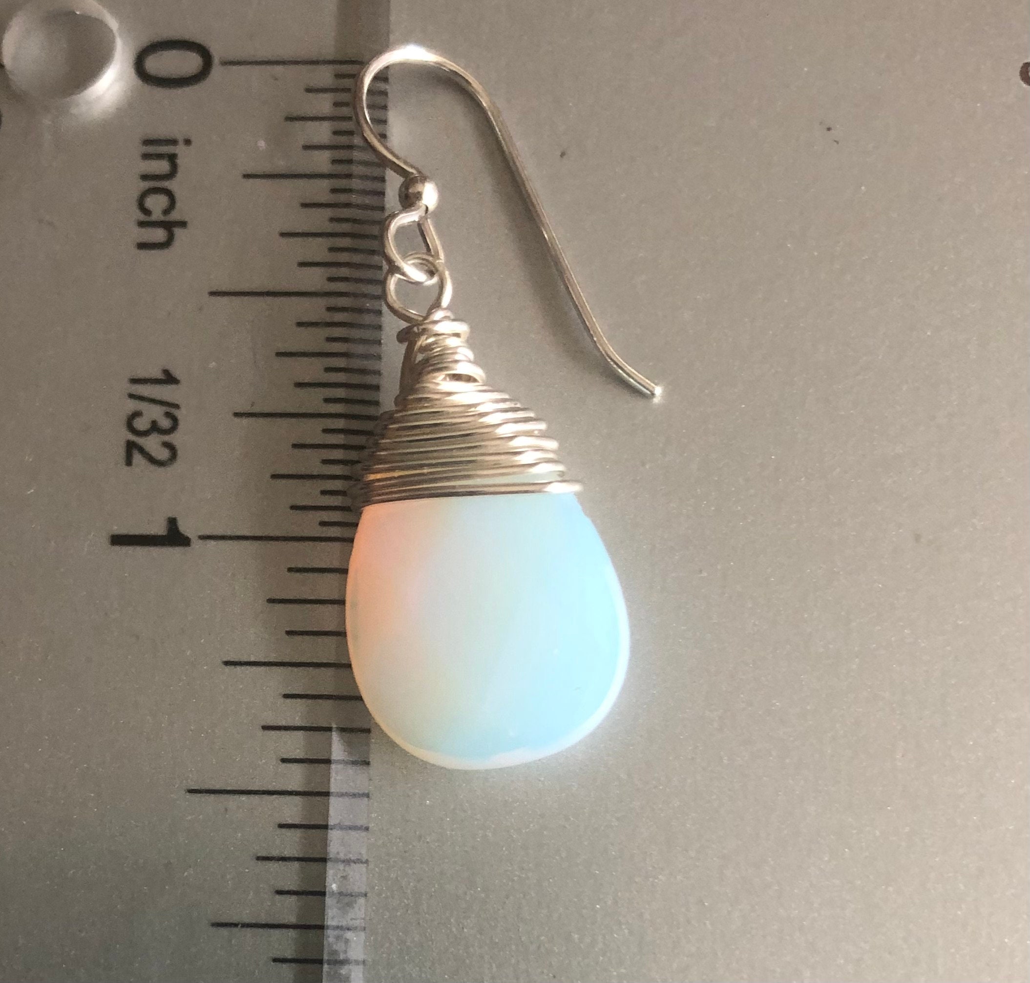 Boucles D'oreilles Argent Massif Et Opalite - Belles Et Brillantes, Neuves Sans Boîte