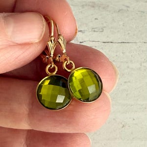 Peridot Earrings, August Birthstone, Lime Green Stone Earrings Gold, Handmade Peridot Jewelry, Birthday Gift for Wife, BFF, Anniversary Gift
