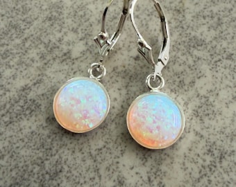 Lever Back  Earrings,  White Opal Earrings,  Opal Earrings Dangle  Sterling Silver,  Bridal Bohemian Opal Jewelry,  Gift For Her