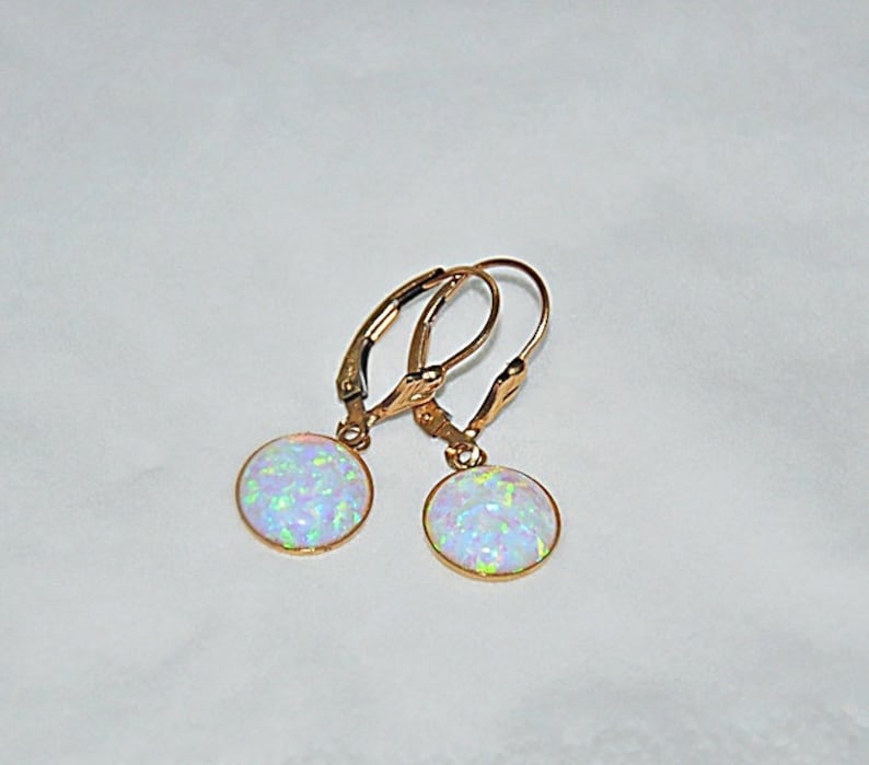 October Birthstone Opal Jewelry White Opal Earrings Leverback