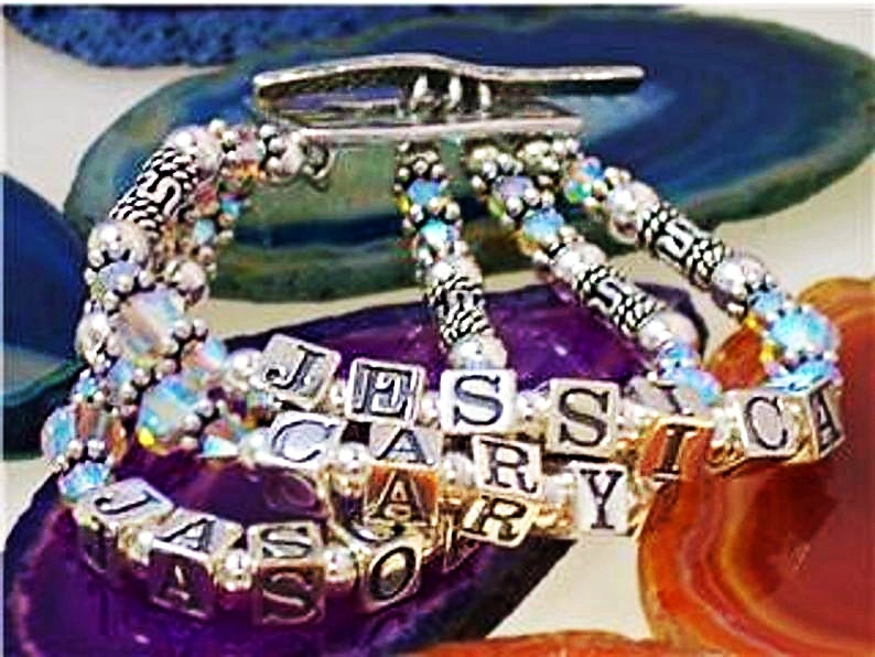 Mom Grandma Bracelet Name Bracelet Sterling Silver Kids Name Etsy