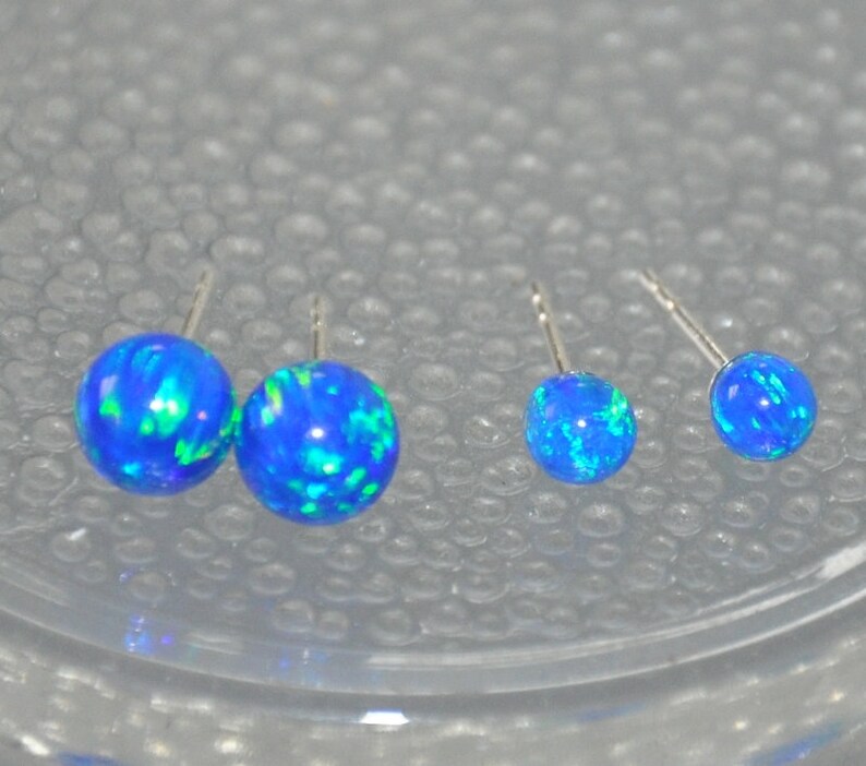 Pacific Blue Opal Ball Stud Earrings Opal Stud Earrings Etsy