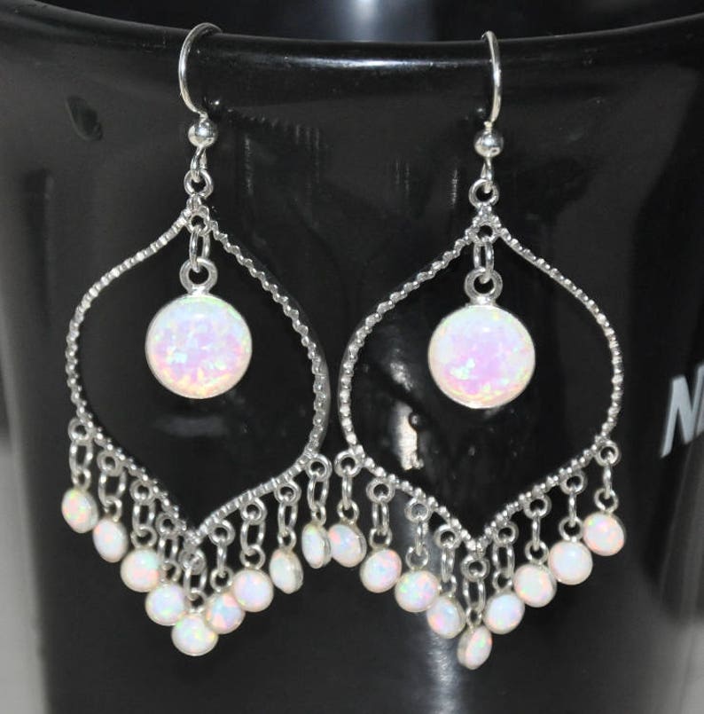 Opal Chandelier Earrings Sterling Silver Wedding Earrings Etsy
