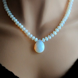 Iridescent Opalite Necklace, Moonstone Statement Necklace Sterling Silver, Wedding Bohemian Jewelry, Gemstone necklace, Birthday Gift