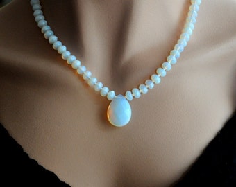 Bridal Opalite Necklace, Moonstone Necklace Sterling Silver, Wedding Bohemian Jewelry, Gemstone necklace, Bridesmaid Gift