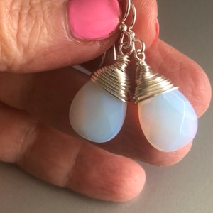 Opalite Earrings Sterling Silver, Handmade Opalite Teardrop Earrings- Perfect Gift for Wife, Girlfriend, Teacher