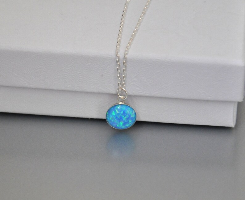 Blue Opal Necklace Bridal Opal Necklace Sterling Silver Etsy