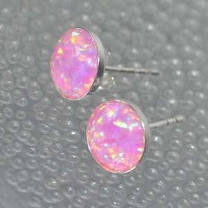 Pink Opal Earrings,  Opal Stud Earrings Sterling Silver,  Bohemian Jewelry,  Bridal Opal Jewelry,  8mm Opal