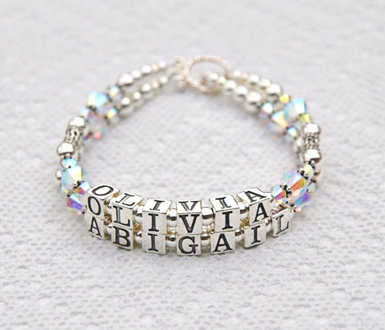 Mom Grandma Bracelet Name Bracelet Sterling Silver Kids Name Etsy