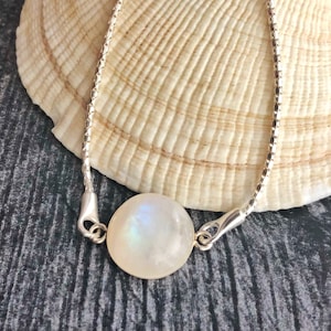Rainbow Moonstone Bracelet Sterling Silver, Slider Bolo Bracelet, Birthstone Jewelry, Bohemian Jewelry, Gift for Wife, Daughter