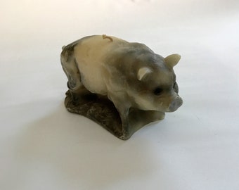 Collectible Molded Wax Pig Candle, Unused Vintage Pig Themed Farm House Decor