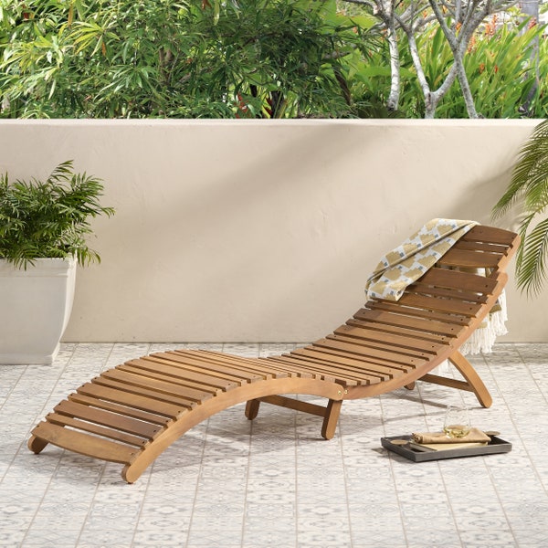 Poolside backyard patio wooden outdoor chaise lounge chair, foldable, reclining chair