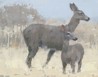 Deer Fawn Original Painting, Acrylic On Canvas Wildlife Art
