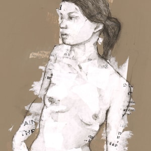 Female Figure Original Drawing Collage