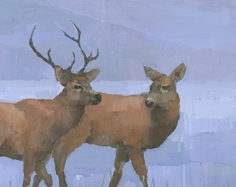 Red Deer Original Painting, Acrylic On Canvas Fine Art