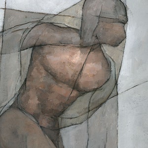 Abstract Male Figure Original Painting, Acrylic on Canvas
