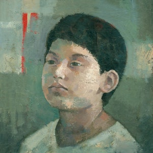 Original Boys Portrait Painting, Contemporary Figurative Art image 1