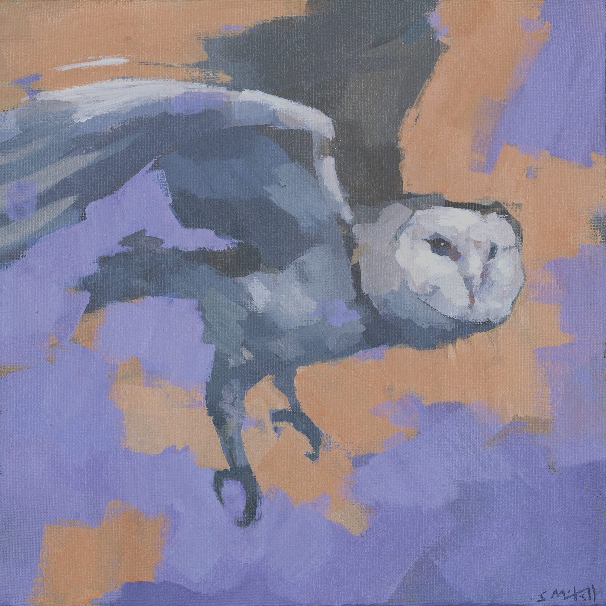 Original Barn Owl Painting, Small Framed Acrylic on Canvas