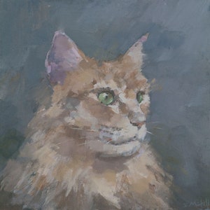 Original Cat Painting, Small Framed Acrylic on Canvas