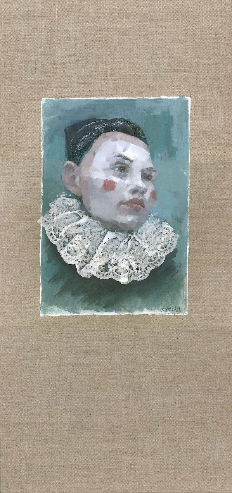 Original Pierrette Pierrot Clown Portrait Painting image 1