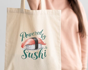Desarrollado por Bolsa de mano reutilizable de sushi: bolsa de comestibles ecológica, bolsa de mercado para amantes del sushi, regalo para entusiastas de la cocina japonesa, regalo gastronómico