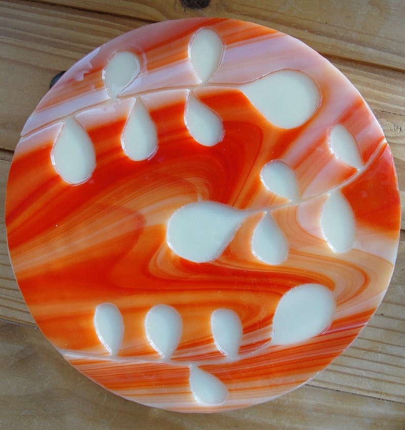 Fused Glass Circle Tile Etsy