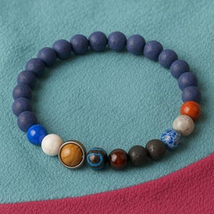 Solar System Bracelet, Chakra Bracelet, Natural Stone Planet Beads, Yoga Meditation Jewelry, Universe Galileo Gift for Men & Women
