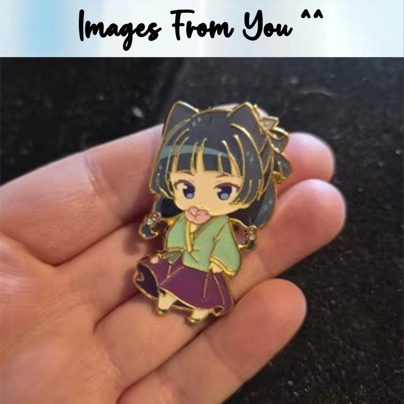 May include: A colorful enamel pin featuring an anime-style character with blue hair, a green top, and a purple skirt. The pin has gold-colored accents and is holding a small pink flower. The text "Images From You" is at the top.