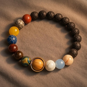 Solar System Bracelet, Chakra Bracelet, Universe Eight Natural Stone Bead Planets Bracelets, Galileo bracelet, Yoga Space Men Women Gift