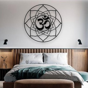 Om Buddha Metal Wall Sign, Om Wall Hanging, Hindu Wall Art, Yoga Studio Decor, Meditation Art, Spiritual accessory, Buddha Decor gift