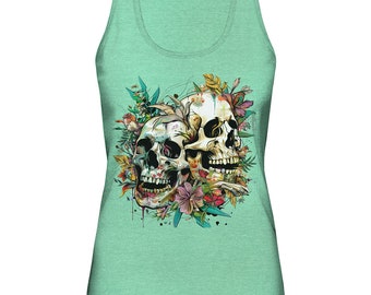 Bloomy Skulls Colorful - Ladies Organic Tank-Top