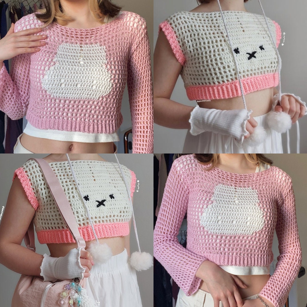 CROCHET PATTERN - the Miffy Top + Sweater / Crochet Mesh Top