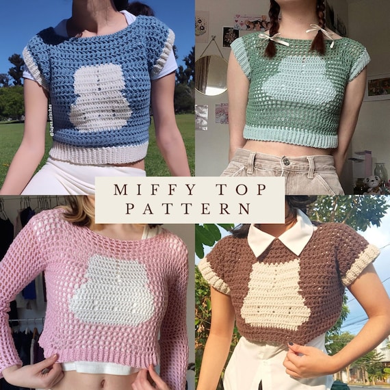 CROCHET PATTERN - the Miffy Top + Sweater / Crochet Mesh Top