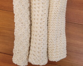 Handmade Knit Cotton Washcloth Set: Neutral Baby Bath Cloths