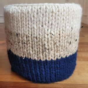 Baby nursery basket, Yarn basket,Diapers holder, Decorative basket, Handmade knit basket, Neutral basket, Personalized gift