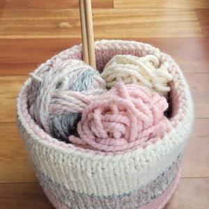 Baby nursery basket, Yarn basket,Diapers holder, Decorative basket, Handmade knit basket, Neutral basket, Personalized gift