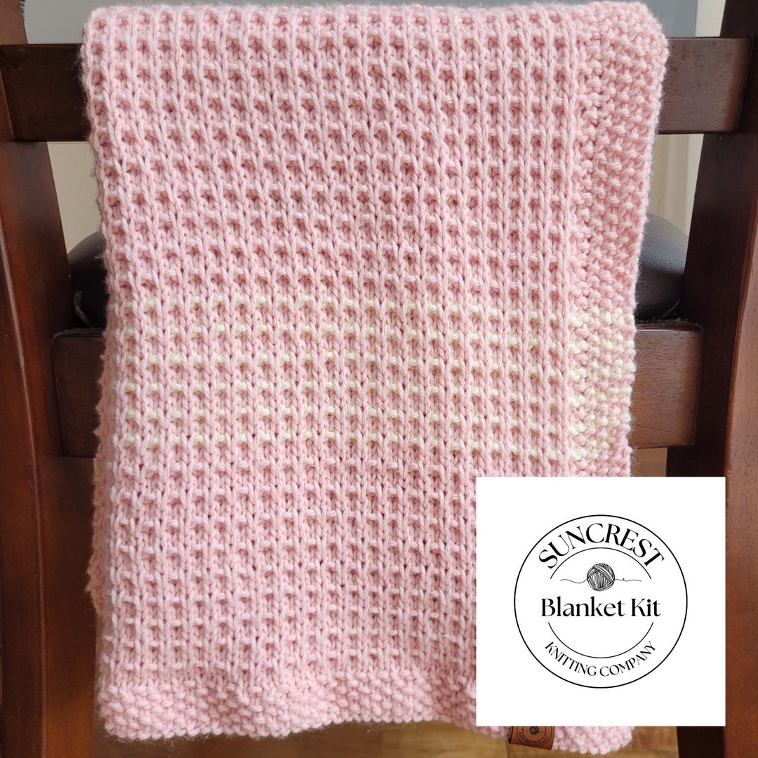 Beginner Friendly Knitting Kit, Baby Blanket Pattern and Yarn, Easy to