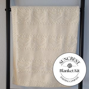 Beginner friendly knitting kit, Baby blanket pattern and yarn, Easy to make blanket, Gift for new knitter, Baby shower gift, Blanket kit